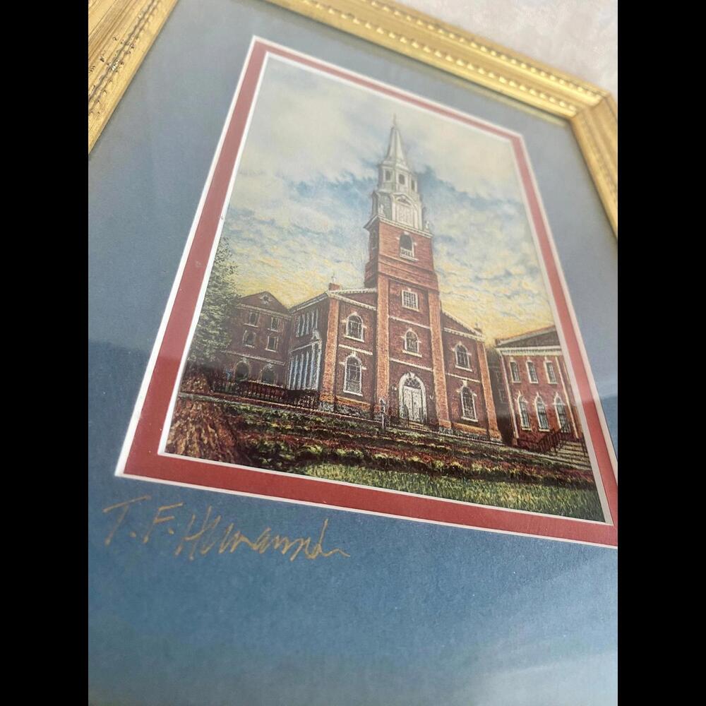 Vintage T.F. Hermansader  Trinity Lutheran Church Singed Framed Print